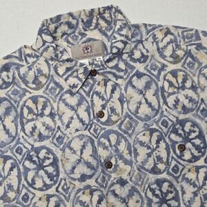 The Territory Ahead Shirt Mens XL Blue Floral Border Print Short Sleeve